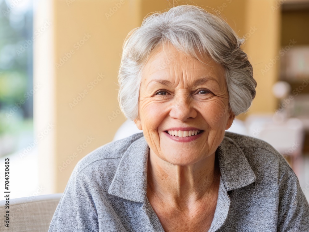Beautiful Elderly Woman with Gray Hair Smiling Gracefully Beautiful Elderly Woman with Gray Hair Smiling Gracefully