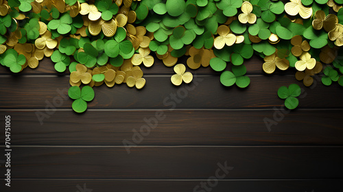 wooden board with clover frame for st. patrick's day with space for text