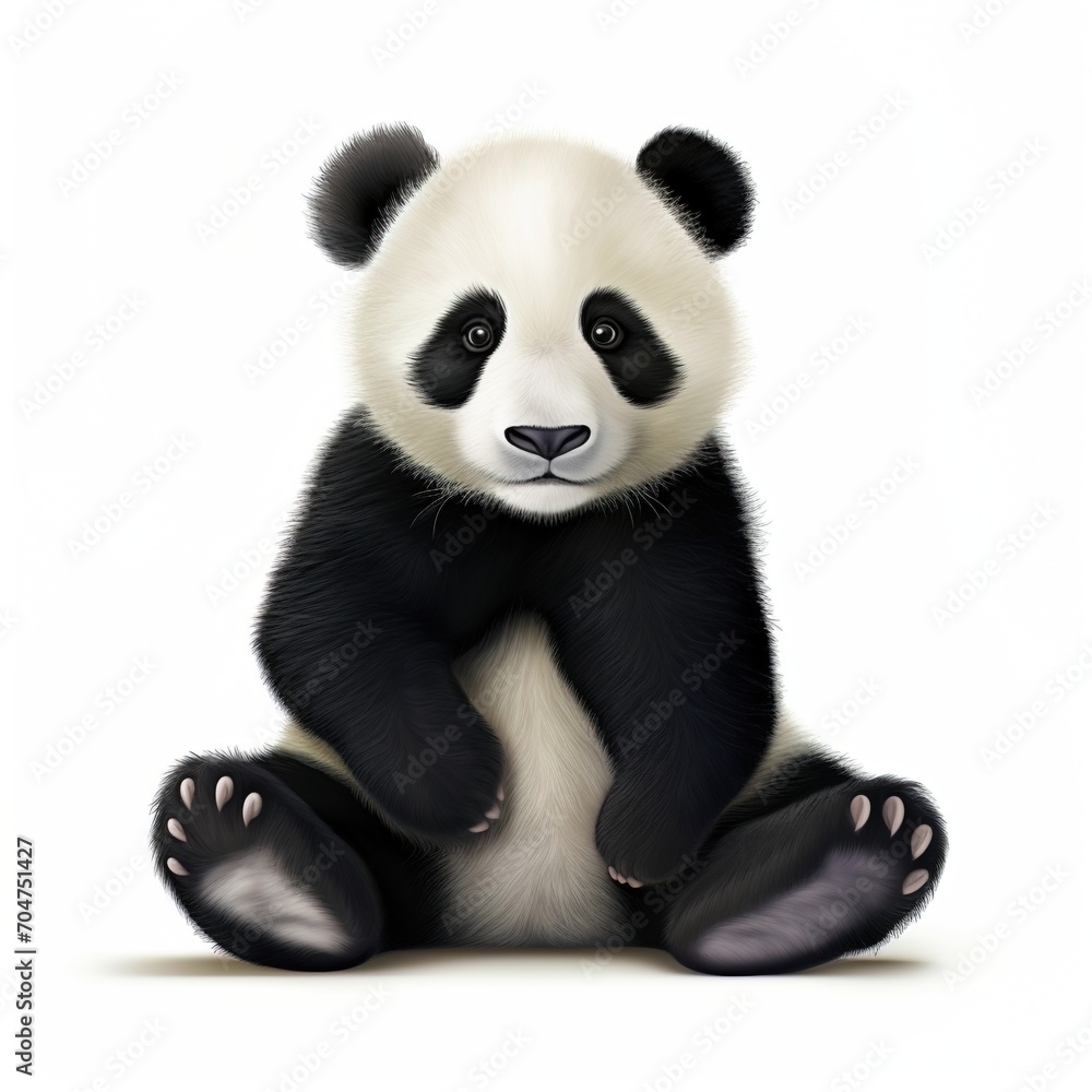 cute baby panda sitting down,