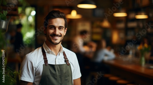 Portrait of a smiling waiter in a restaurant