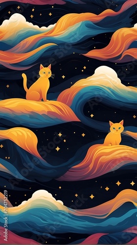 cat on the moon pattern