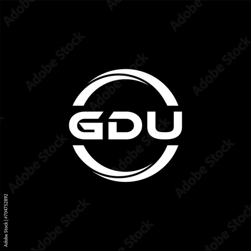 GDU letter logo design with black background in illustrator, cube logo, vector logo, modern alphabet font overlap style. calligraphy designs for logo, Poster, Invitation, etc.
