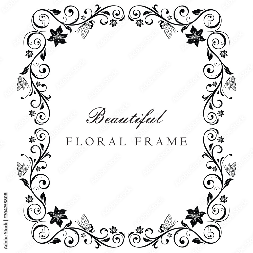 Gorgeous vintage floral frame with blank space