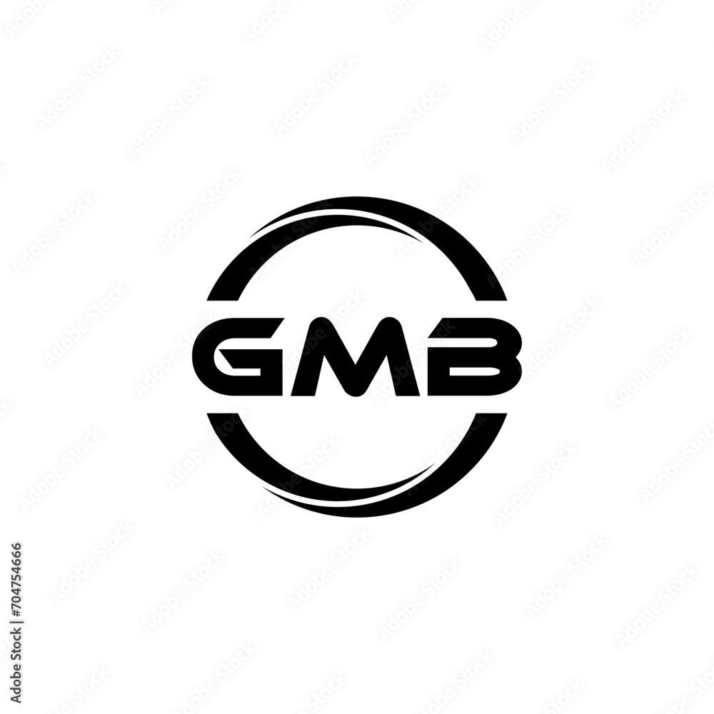 GMB letter logo design with white background in illustrator, cube logo, vector logo, modern alphabet font overlap style. calligraphy designs for logo, Poster, Invitation, etc.