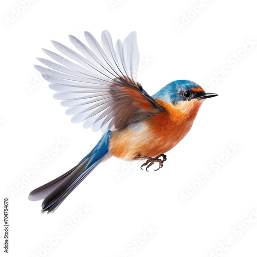 Cute bird flying, photo realistic isolate on transparency background png  © Sim