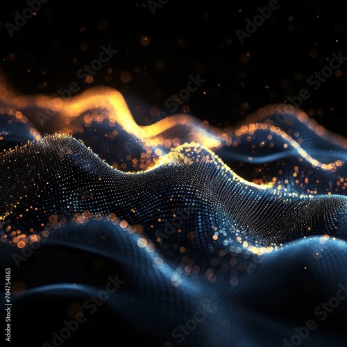 digital wave of particles futuristic point wave technology light effect