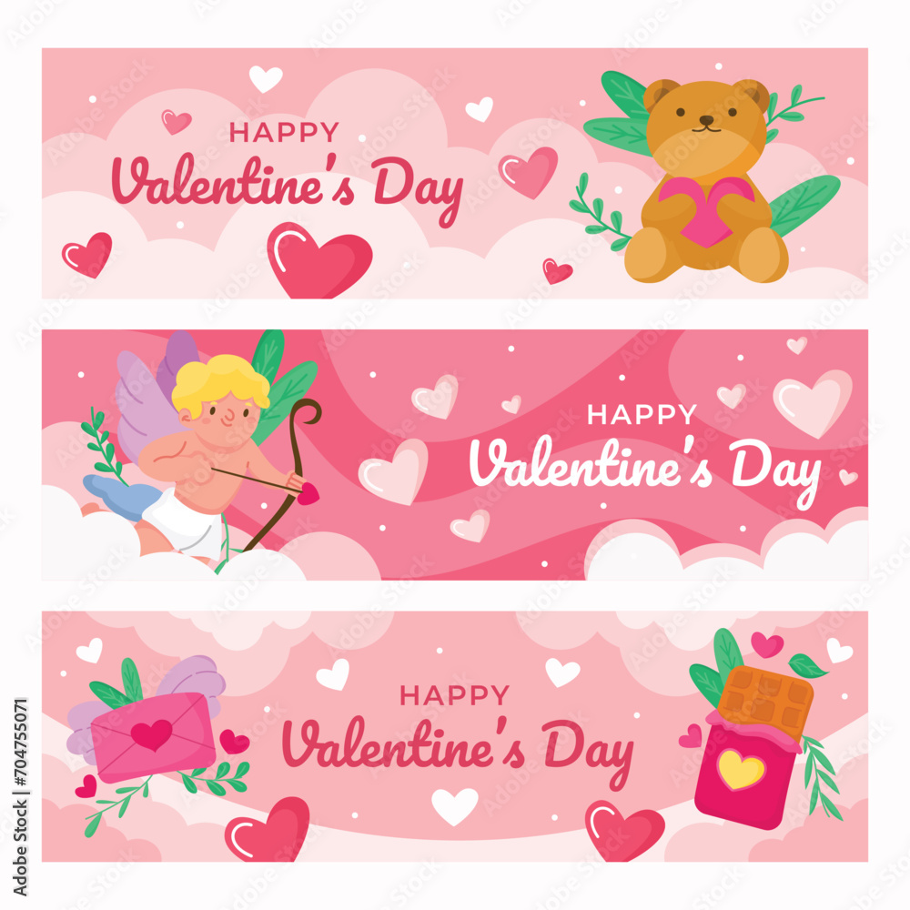 Valentine Day in Pink Banner Valentine Day in Pink Banner