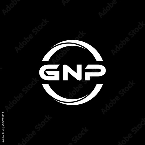 GNP letter logo design with black background in illustrator, cube logo, vector logo, modern alphabet font overlap style. calligraphy designs for logo, Poster, Invitation, etc.