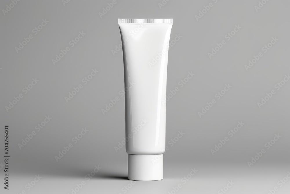 Blank white cosmetic tube mockup .generative AI Blank white cosmetic tube mockup .generative AI