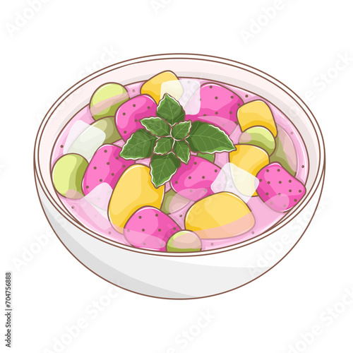 red dragon fruit ice soup traditional Indonesian food