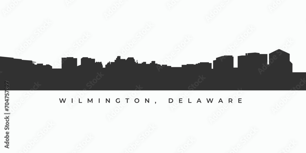 Wilmington city skyline silhouette. Delaware cityscape illustration in vector