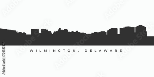 Wilmington city skyline silhouette. Delaware cityscape illustration in vector
