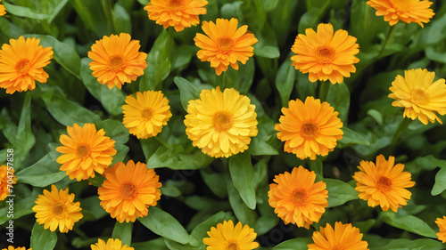 Yellow flowers background  calendula flower plant  Calendula medicine plant  Bright flowers of calendula  Calendula officinalis   growing in the garden in a sunny day