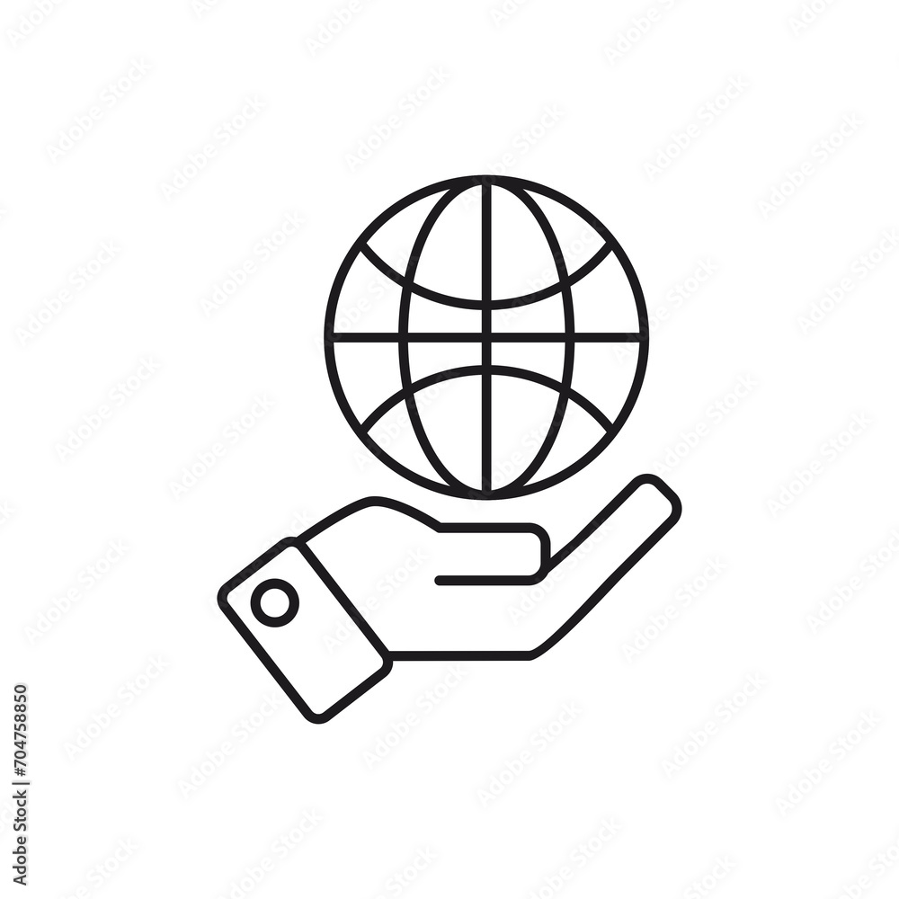 Hand and global icons on transparent background Hand and global icons on transparent background