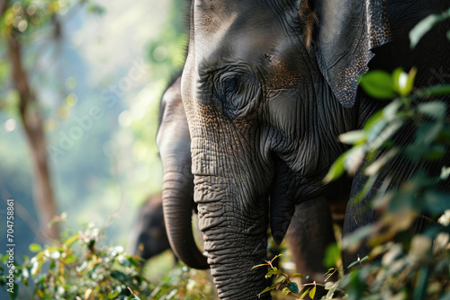 Close-up of elephants in the forest