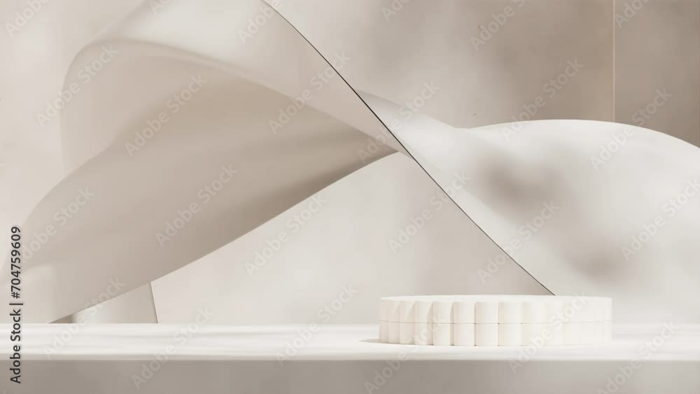 floating cloth background in 3d video rendering of mockup template bright white color podium seamless shadow animation looping
floating cloth background in 3d video rendering of mockup template bright white color podium seamless shadow animation looping