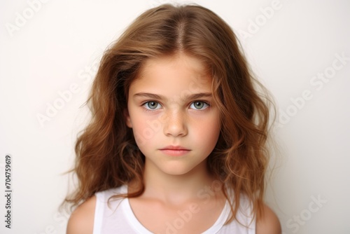 Portrait of a beautiful little girl with long hair. Close-up.