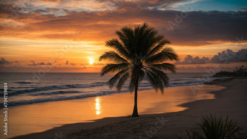 a visual symphony with your beach sunset palm photo the harmony of colors in the sky  the silhouette of palm fronds  and the natural beauty of the surroundings