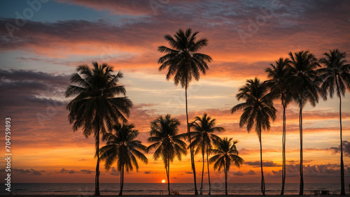 a visual symphony with your beach sunset palm photo the harmony of colors in the sky  the silhouette of palm fronds  and the natural beauty of the surroundings