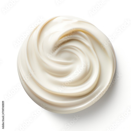 Close-up of white natural creamy yogurt in a bowl