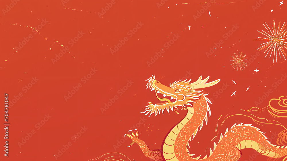 Obraz premium Red New Year background for the Year of the Dragon in 2024 