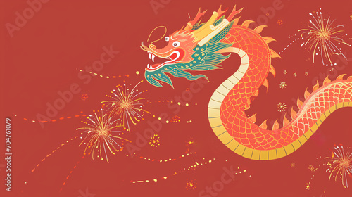 Red New Year background for the Year of the Dragon in 2024 