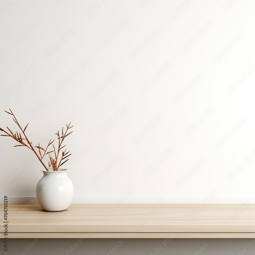 Minimalist interior design with vase and dry plant Minimalist interior design with vase and dry plant
