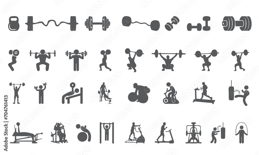Gym and fitness icon bundle
