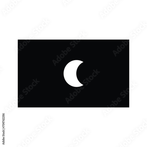 crescent flag astrology space, planets galaxy phases solar system shadow vector illustration flat icon logo web mobile concept design black white isolated background