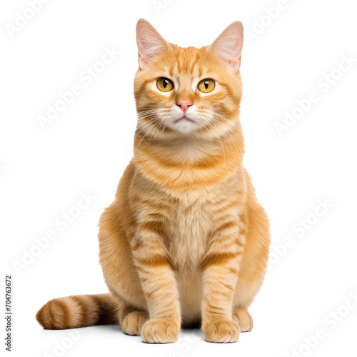 Short hair orange cat, sitting up, isolate on transparency background png  © Sim