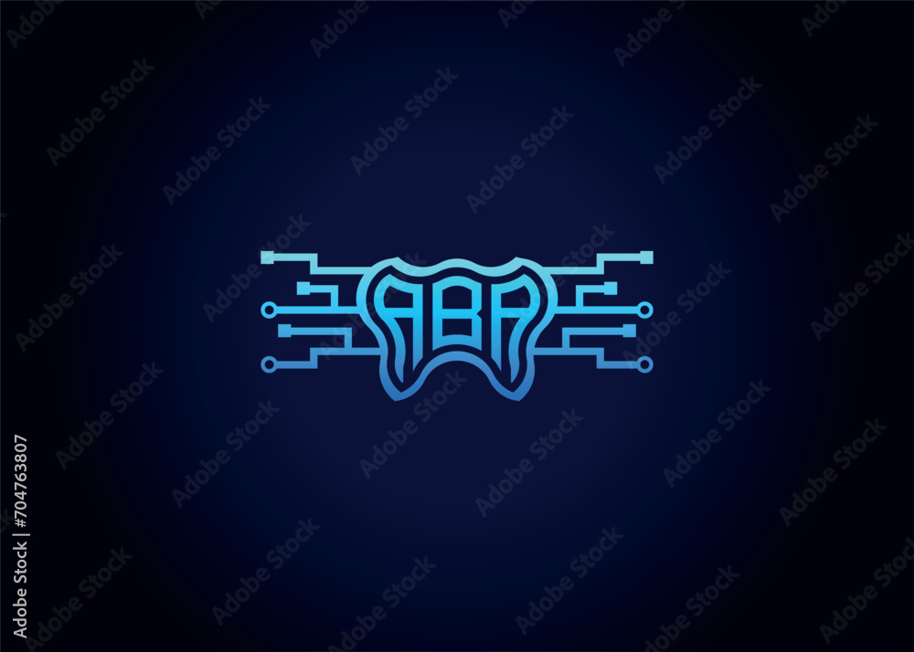 Obraz premium Letter ABA Modern Technology Vector Monogram Dental care shape Logo.