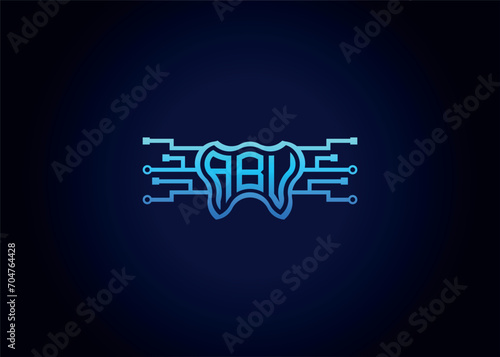 Letter ABU Modern Technology Vector Monogram Dental care shape Logo