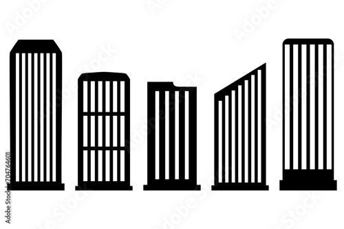 Urban tall building icon set