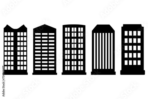 Urban tall building icon set