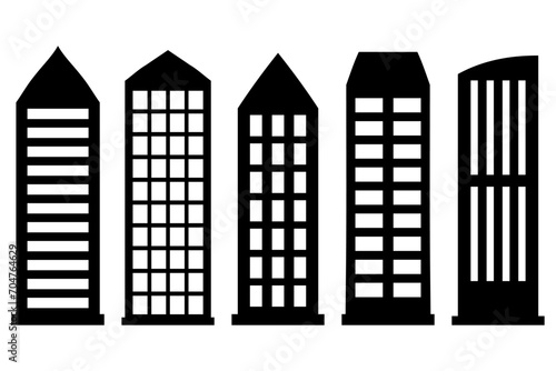 Urban tall building icon set photo