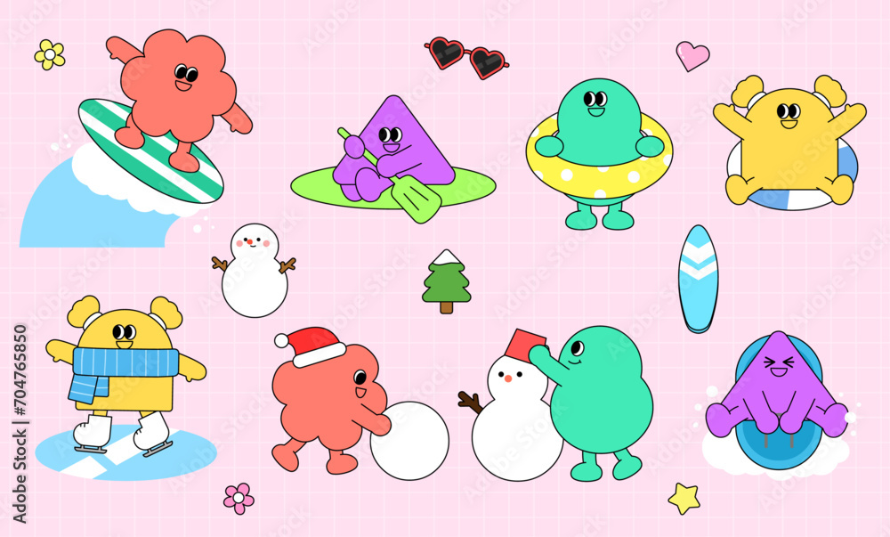 Obraz premium Various and cute figure character illustrations