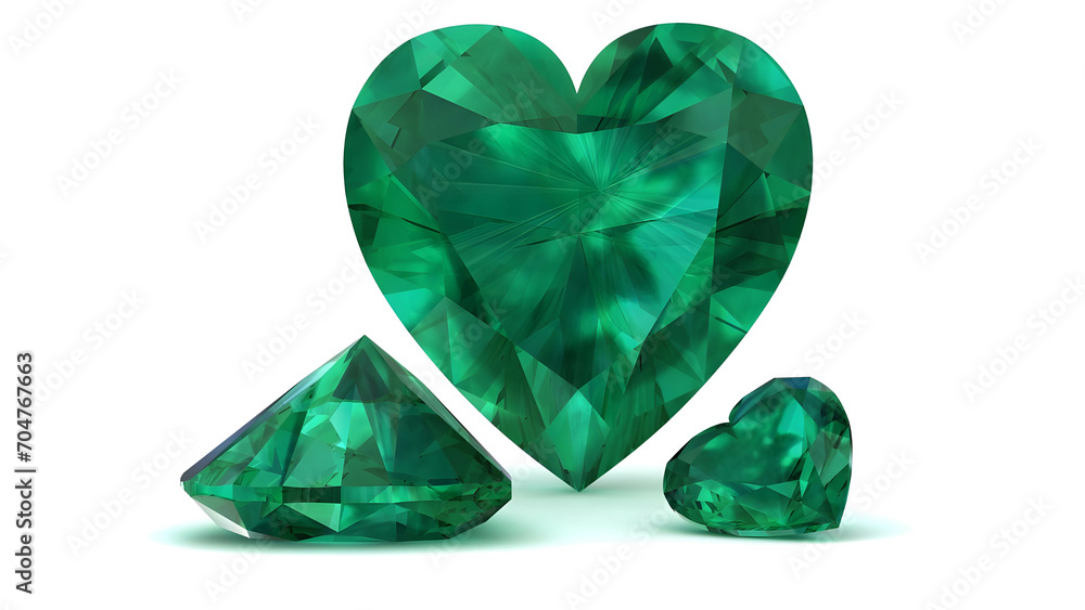 Fototapeta premium emerald on white background (high resolution 3D image)