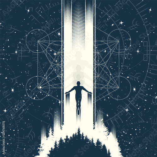 Grunge dark night levitation background
