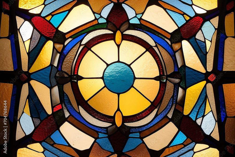 Colorful Abstract Stained Glass Geometric Patterns