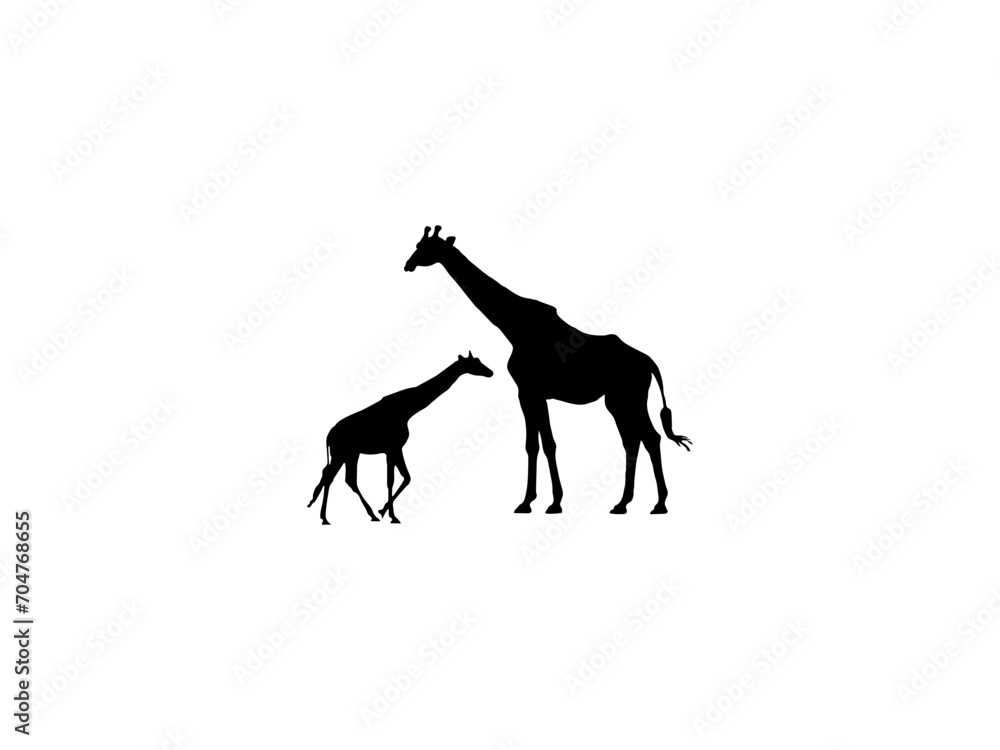 Naklejka premium giraffe silhouette. giraffe vector art, icon and vector images. giraffe silhouette isolated white background.