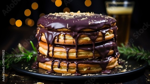 Chocolate almond and glazed doughnut on a black background ,Chocolate day, Valentines Day, Valentines week 