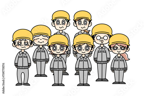 ヘルメットをかぶった作業員セット