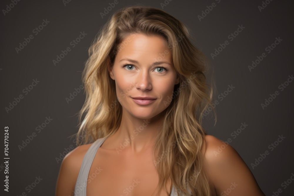 Portrait of a beautiful young blond woman on a dark background. Portrait of a beautiful young blond woman on a dark background.