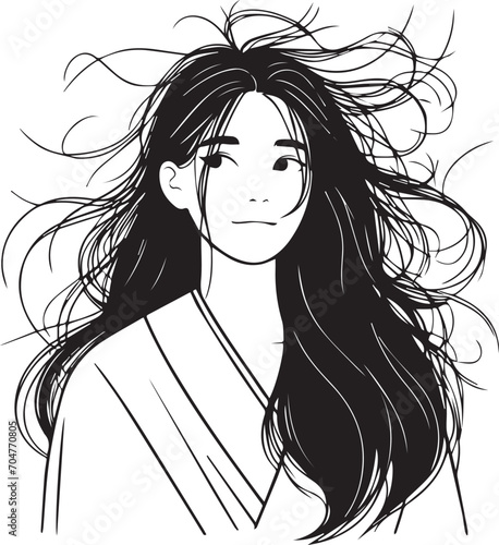 Cute Girl with disheveled hair Vector