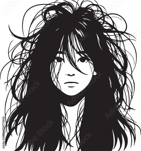 Cute Girl with disheveled hair Vector