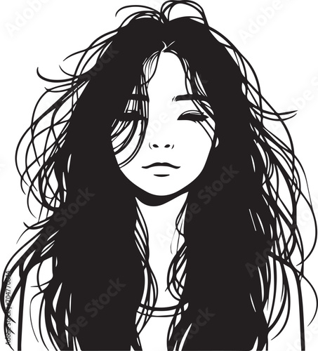 Cute Girl with disheveled hair Vector