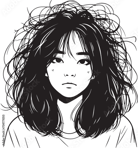 Cute Girl with disheveled hair Vector