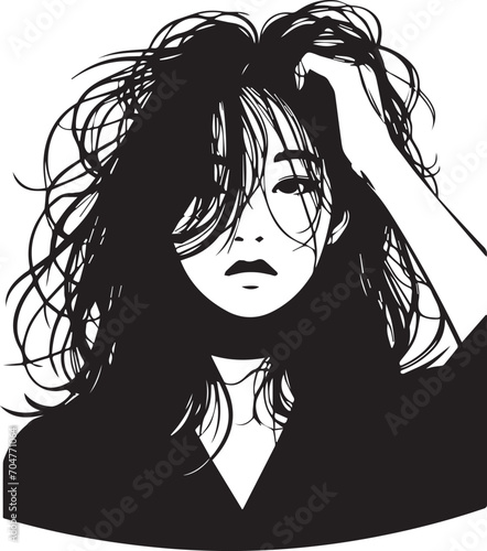 Cute Girl with disheveled hair Vector