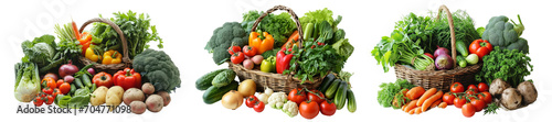 Basket with various fresh vegetable, PNG Collection