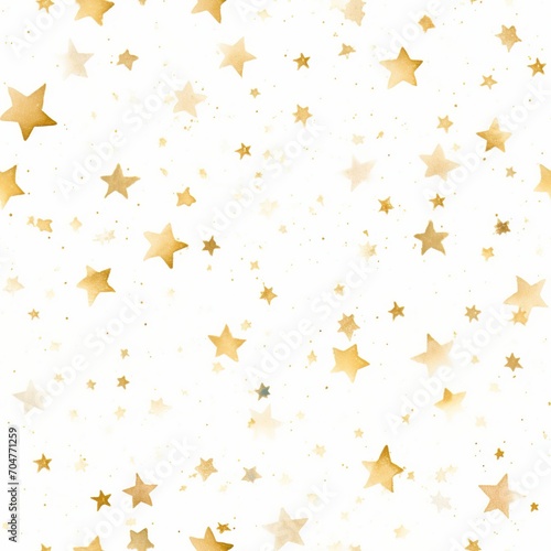 Gold watercolor stars seamless pattern